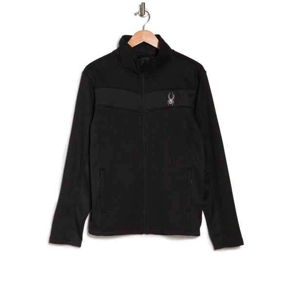 Spyder Mens Black Racer Full Zip Long Sleeve Knit Jacket Sz L NWT - Picture 3 of 11